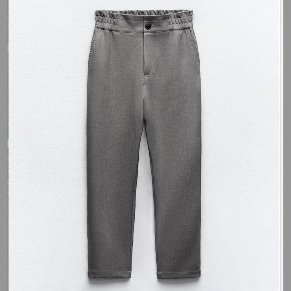 Zara Gray Paper Bag Ankle-Length Pants size M